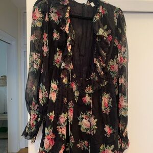 Floral Sheer Black Dress
